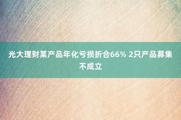 光大理财某产品年化亏损折合66% 2只产品募集不成立