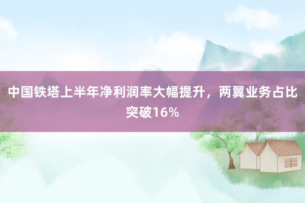中国铁塔上半年净利润率大幅提升，两翼业务占比突破16%