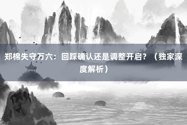 郑棉失守万六：回踩确认还是调整开启？（独家深度解析）