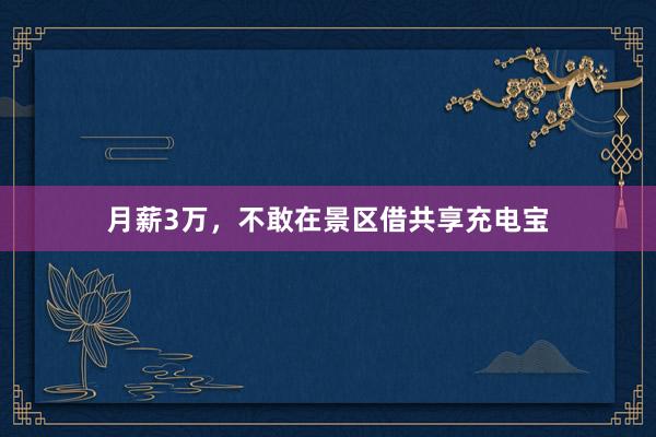 月薪3万，不敢在景区借共享充电宝