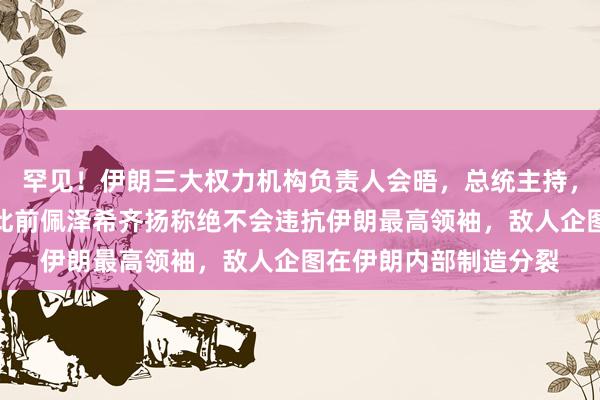 罕见！伊朗三大权力机构负责人会晤，总统主持，强调必须保持协调；此前佩泽希齐扬称绝不会违抗伊朗最高领袖，敌人企图在伊朗内部制造分裂