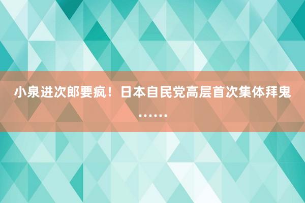 小泉进次郎要疯！日本自民党高层首次集体拜鬼……