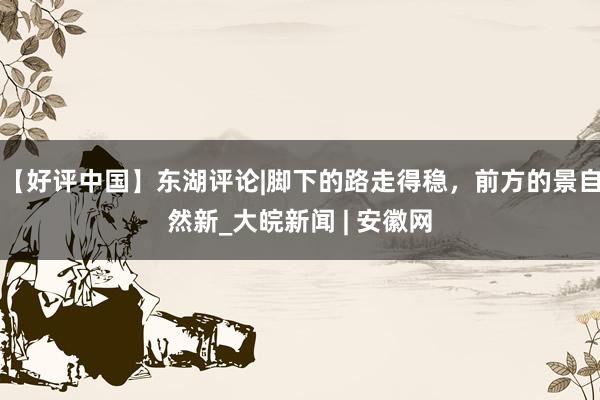 【好评中国】东湖评论|脚下的路走得稳，前方的景自然新_大皖新闻 | 安徽网