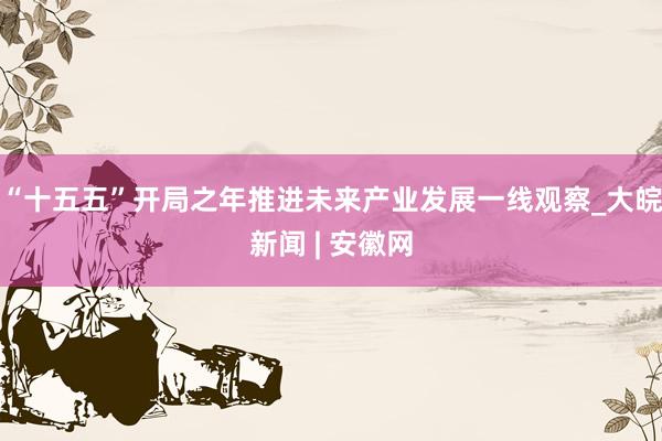 “十五五”开局之年推进未来产业发展一线观察_大皖新闻 | 安徽网