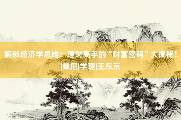 解锁经济学思维：理财高手的“财富密码”大揭秘！|桑尼|学理|王东京