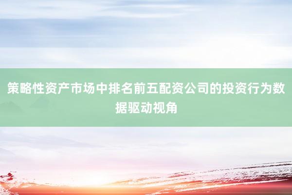 策略性资产市场中排名前五配资公司的投资行为数据驱动视角