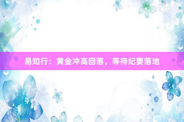 易知行：黄金冲高回落，等待纪要落地