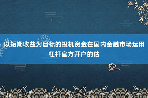 以短期收益为目标的投机资金在国内金融市场运用杠杆官方开户的估