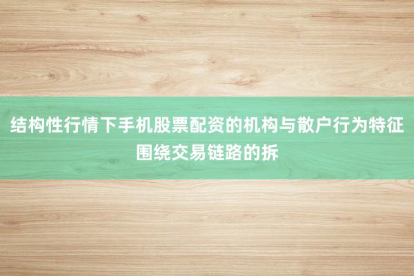 结构性行情下手机股票配资的机构与散户行为特征围绕交易链路的拆