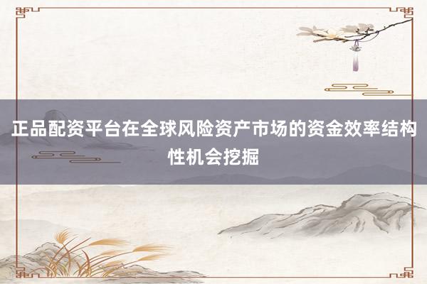 正品配资平台在全球风险资产市场的资金效率结构性机会挖掘