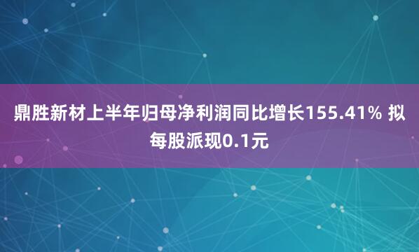 鼎胜新材上半年归母净利润同比增长155.41% 拟每股派现0.1元