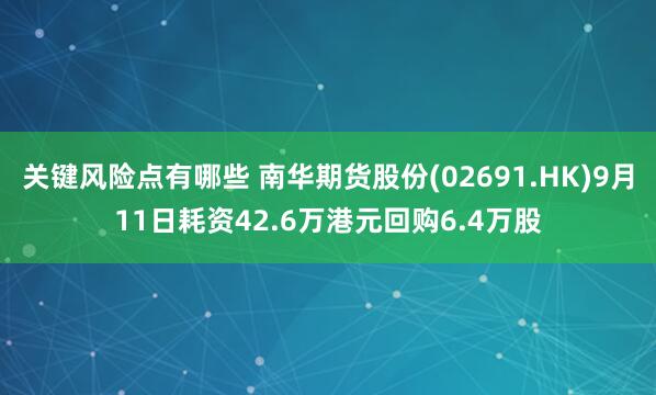 关键风险点有哪些 南华期货股份(02691.HK)9月11日耗资42.6万港元回购6.4万股