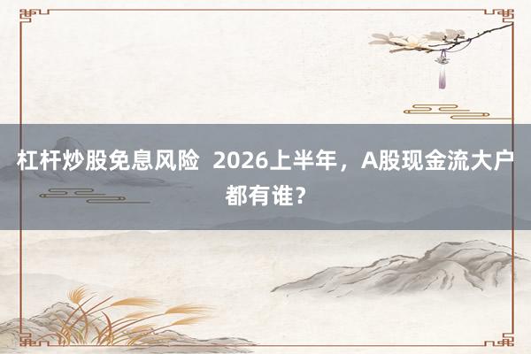 杠杆炒股免息风险  2026上半年，A股现金流大户都有谁？