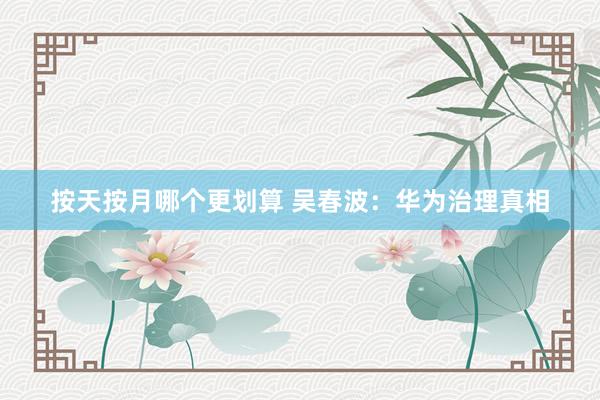 按天按月哪个更划算 吴春波:华为治理真相