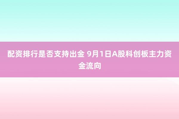 配资排行是否支持出金 9月1日A股科创板主力资金流向