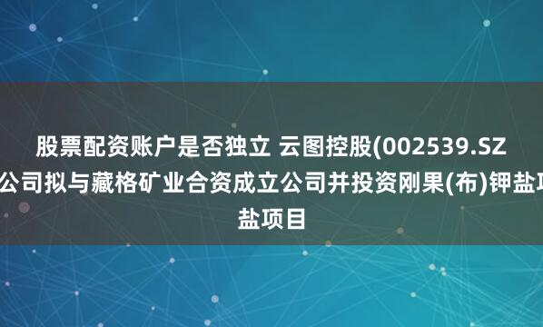 股票配资账户是否独立 云图控股(002539.SZ)子公司拟与藏格矿业合资成立公司并投资刚果(布)钾盐项目
