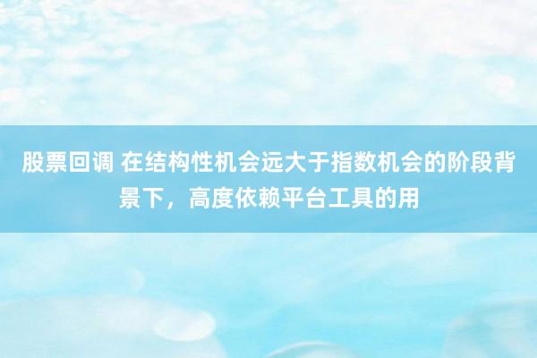 股票回调 在结构性机会远大于指数机会的阶段背景下，高度依赖平台工具的用