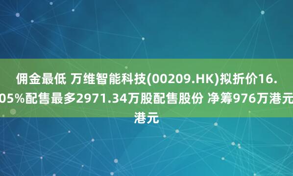 佣金最低 万维智能科技(00209.HK)拟折价16.05%配售最多2971.34万股配售股份 净筹976万港元