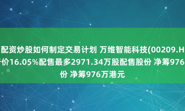配资炒股如何制定交易计划 万维智能科技(00209.HK)拟折价16.05%配售最多2971.34万股配售股份 净筹976万港元