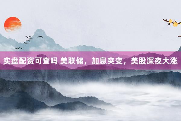 实盘配资可查吗 美联储，加息突变，美股深夜大涨